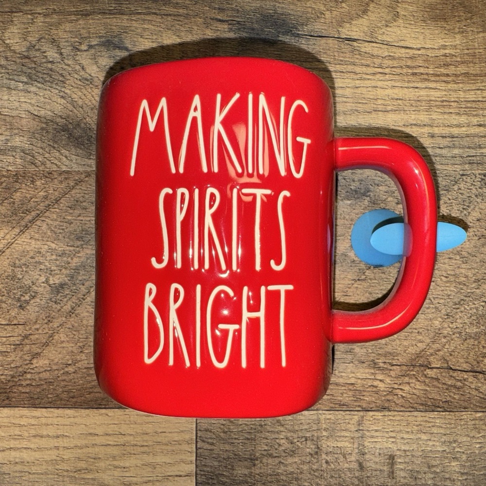 Rae Dunn Christmas Holiday Red MAKING SPIRITS BRIGHT Coffee Tea Mug